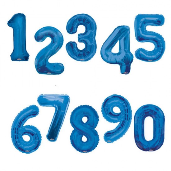 Balon Folie Cifra 6 Albastru Daco, 100 cm