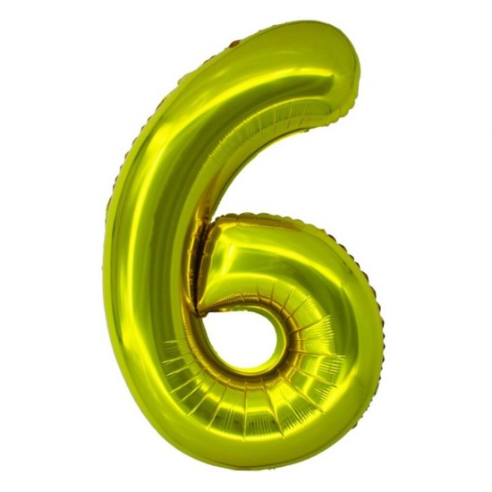 Balon Folie Cifra 6 Auriu Daco, 100 cm
