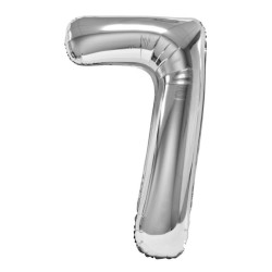 Balon Folie Cifra 7 Argintiu Daco, 100 cm