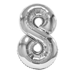 Balon Folie Cifra 8 Argintiu Daco, 100 cm
