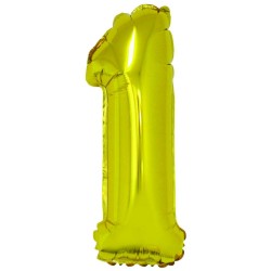 Balon Folie Cifra 1 Auriu Daco, 40 cm Balon Folie Cifra 1 Auriu Daco, 40 cm