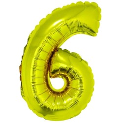Balon Folie Cifra 6 Auriu Daco, 40 cm