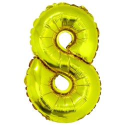Balon Folie Cifra 8 Auriu Daco, 40 cm