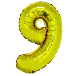Balon Folie Cifra 9 Auriu Daco, 40 cm
