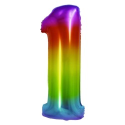 Balon Folie Cifra 1 Curcubeu Daco, 85 cm Balon Folie Cifra 1 Curcubeu Daco, 85 cm