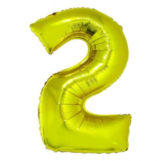 Balon Folie Cifra 2 Auriu Daco, 85 cm