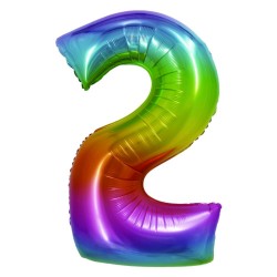 Balon Folie Cifra 2 Curcubeu Daco, 85 cm Balon Folie Cifra 2 Curcubeu Daco, 85 cm