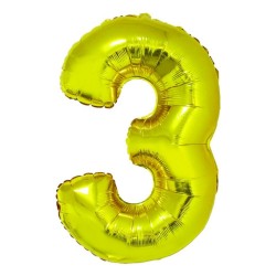 Balon Folie Cifra 3 Auriu Daco, 85 cm