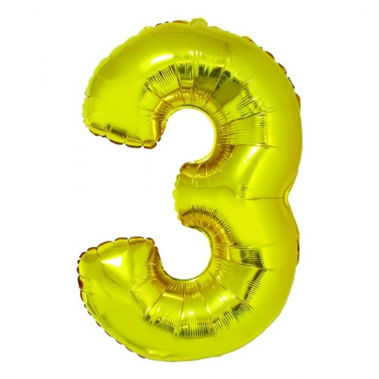 Balon Folie Cifra 3 Auriu Daco, 85 cm