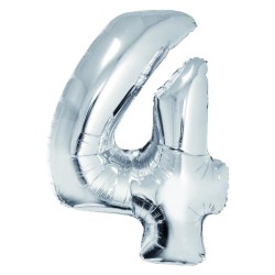 Balon Folie Cifra 4 Argintiu Daco, 85 cm