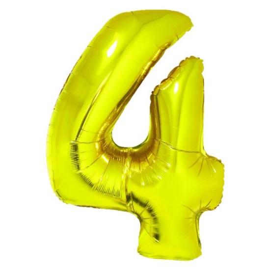 Balon Folie Cifra 4 Auriu Daco, 85 cm
