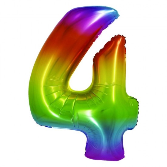 Balon Folie Cifra 4 Curcubeu Daco, 85 cm