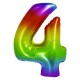 Balon Folie Cifra 4 Curcubeu Daco, 85 cm