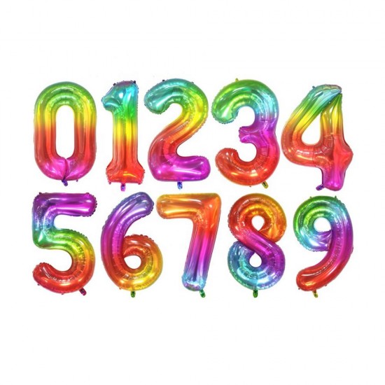 Balon Folie Cifra 4 Curcubeu Daco, 85 cm