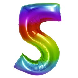 Balon Folie Cifra 5 Curcubeu Daco, 85 cm