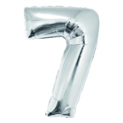 Balon Folie Cifra 7 Argintiu Daco, 85 cm