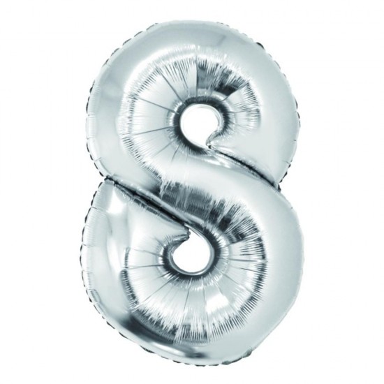 Balon Folie Cifra 8 Argintiu Daco, 85 cm