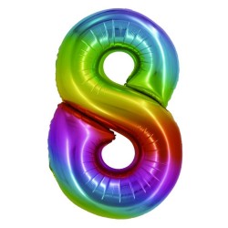 Balon Folie Cifra 8 Curcubeu Daco, 85 cm