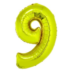 Balon Folie Cifra 9 Auriu Daco, 85 cm