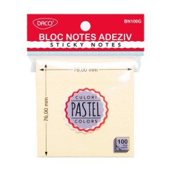 Bloc Notes Adeziv Galben Pastel Daco, Dimensiune 76x76 mm, 100 File Bloc Notes Adeziv Galben Pastel Daco, Dimensiune 76x76 mm, 100 File