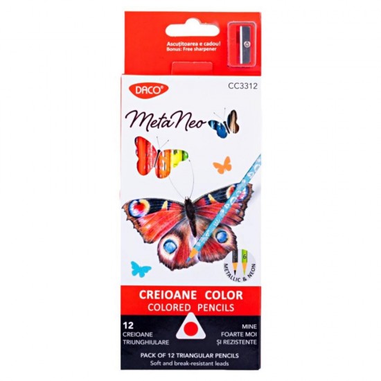 Creioane Colorate Daco, Model Meta Neo, 12 Buc/Set