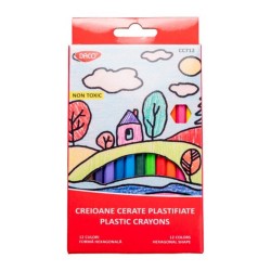 Creioane Colorate Plastifiate cu Ascutitoare Daco, Dimensiune 11.5 cm, 12 Buc/Set Creioane Colorate Plastifiate cu Ascutitoare Daco, Dimensiune 11.5 cm, 12 Buc/Set