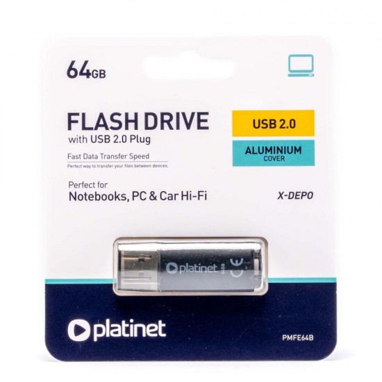 Memorie USB Stick Platinet, Memorie 64 GB, Tip 2.0, Culoare Negru