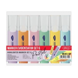 Set 6 Buc Marker Evidentiator Daco, Model Pastel MK401/6P