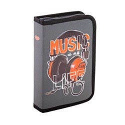 Penar Neechipat Daco cu Fermoar, Model Music Is My Life, Dimensiuni 19.5x13x4 cm, Culoare Gri