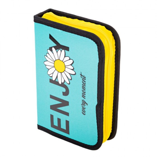 Penar Neechipat Daco cu Fermoar, Model Enjoy Every Moment, Dimensiuni 19.5x13x4 cm, Culoare Albastru