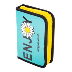 Penar Echipat Daco cu Fermoar, Model Enjoy Every Moment, Dimensiuni 19.5x13x4 cm, Culoare Albastru