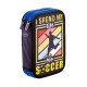 Penar Neechipat Daco cu 2 Fermoare, Model I Spend My Life For Soccer, Dimensiuni 19.5x13x5 cm, Material Poliester, Culoare Negru/Albastru