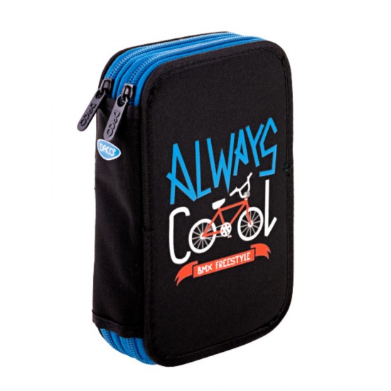 Penar Neechipat Daco cu 2 Fermoare, Model Always Cool, Dimensiuni 19.5x13x5 cm, Material Poliester, Culoare Negru