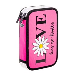 Penar Neechipat Daco cu 2 Fermoare, Model Love Has No Limits, Dimensiuni 19.5x13x5, Material Poliester,  Culoare Roz Penar Neechipat Daco cu 2 Fermoare, Model Love Has No Limits, Dimensiuni 19.5x13x5, Material Poliester,  Culoare Roz
