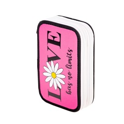 Penar Echipat Daco cu 2 Fermoare, Model Love Has No Limits, Dimensiuni 19.5x13x5.5 cm, Material Poliester, Culoare Roz