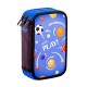 Penar Neechipat Daco cu 3 Fermoare, Model Let's Play, Dimensiuni 19.5x13x7.5 cm, Material Poliester, Culoare Albastru