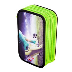 Penar Echipat Daco cu 3 Fermoare, Model Minge, Dimensiuni 19.5x13x7.5 cm, Material Poliester, Culoare Verde