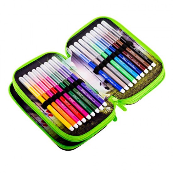 Penar Echipat Daco cu 3 Fermoare, Model Minge, Dimensiuni 19.5x13x7.5 cm, Material Poliester, Culoare Verde