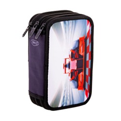 Penar Neechipat Daco cu 3 Fermoare, Model Race, Dimensiuni 19.5x13x7.5 cm, Material Poliester, Culoare Negru