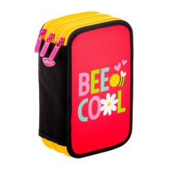 Penar Neechipat Daco cu 3 Fermoare, Model Bee Cool, Dimensiuni 19.5x13x7.5 cm, Material Poliester, Culoare Rosu