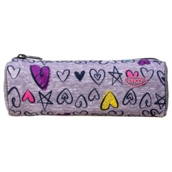 Penar Tip Borseta Daco cu Fermoar, Model Inimioare, Dimensiuni 21x7x7 cm, Material Poliester, Culoare Gri