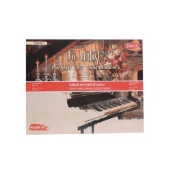 Panza Pictura Daco pe Numere, Material Bumbac, Dimensiune 40x50 cm, Gramaj 280 g/m², 24 Culori Acrilice si 3 Pensule Incluse in Set, Model Pian