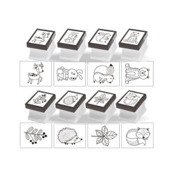 Stampila Tusata Daco, Model Distractia Padurii, Dimensiuni 2.17x2.17 cm, Culoare Tus Negru