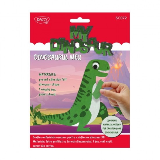 Set Creativ Daco Dinozaurul Meu, 3 Buc/Set, Material Fetru si Carton, Multicolor