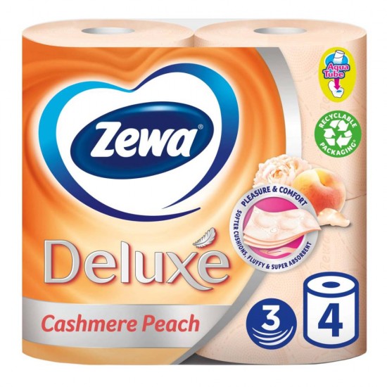Hartie Igienica Zewa Deluxe Cashmere Peach, 3 Straturi, 4 Buc