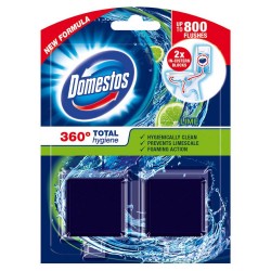 Tablete pentru Bazinul Toaletei Domestos Total Hygiene, Lime 2 x 50 g