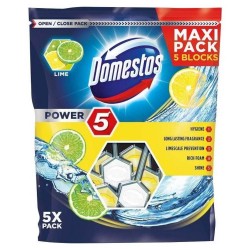 Odorizant de Toaleta Domestos Power 5 Maxi Pack Lime, 5 x 55 g Odorizant de Toaleta Domestos Power 5 Maxi Pack Lime, 5 x 55 g