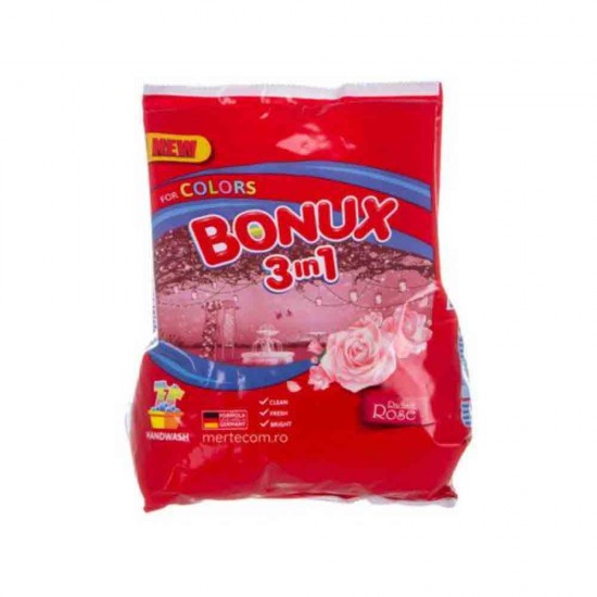 Detergent Manual Bonux 3 in 1 Color Trandafir, 7 Spalari, 400 g