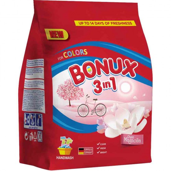 Detergent Manual Bonux 3 in 1 Color Magnolia, 7 Spalari, 400 g