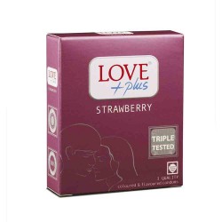 Prezervative Love Plus Strawberry, 3 Buc